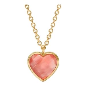 JULIE VOS Reversible PINK Crystal Heart Necklace NWT Wear 18" or 36"  Go…